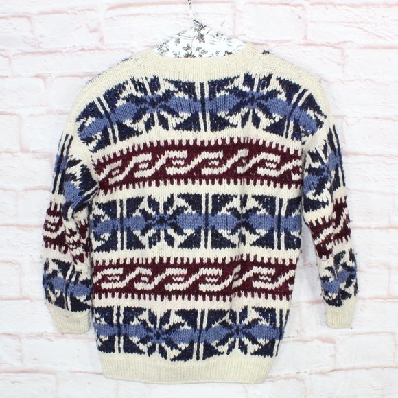 Luis Multicolor 100% Wool Snowfalkes Button Front Knit Sweater Size XL - Picture 5 of 8